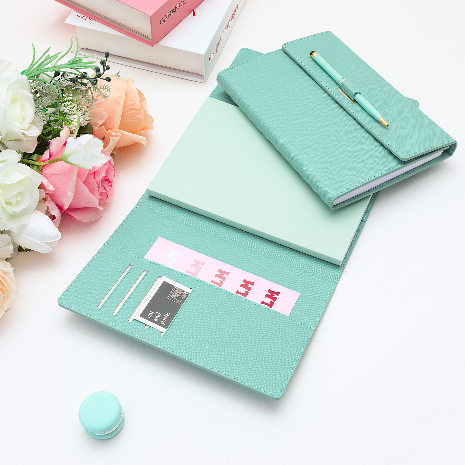 ブックカバー 多機能ポケット付き本革ブックカバー手帳型