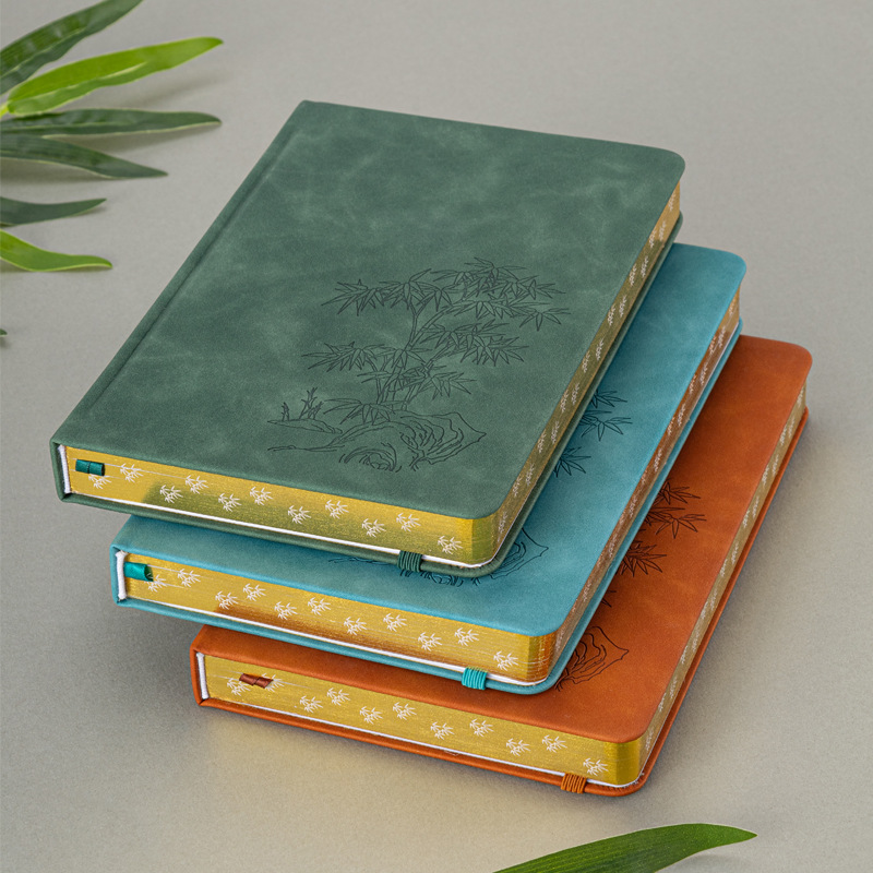 ブックカバー 竹文様エンボス金彩小口装飾ブックカバー