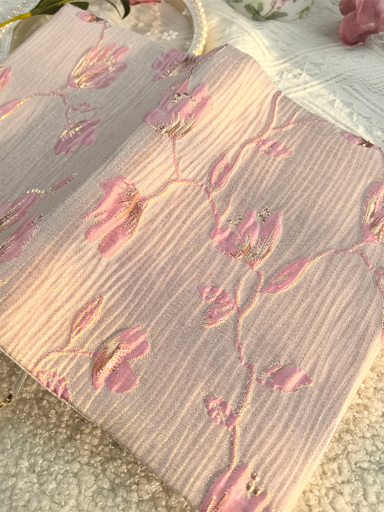 ブックカバー 花園刺繍革表紙