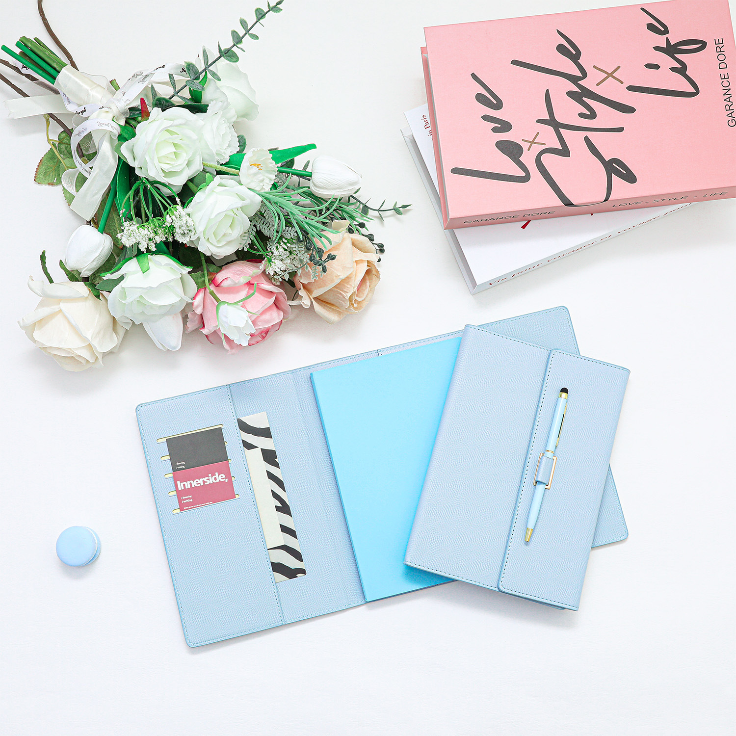 ブックカバー 多機能ポケット付き本革ブックカバー手帳型