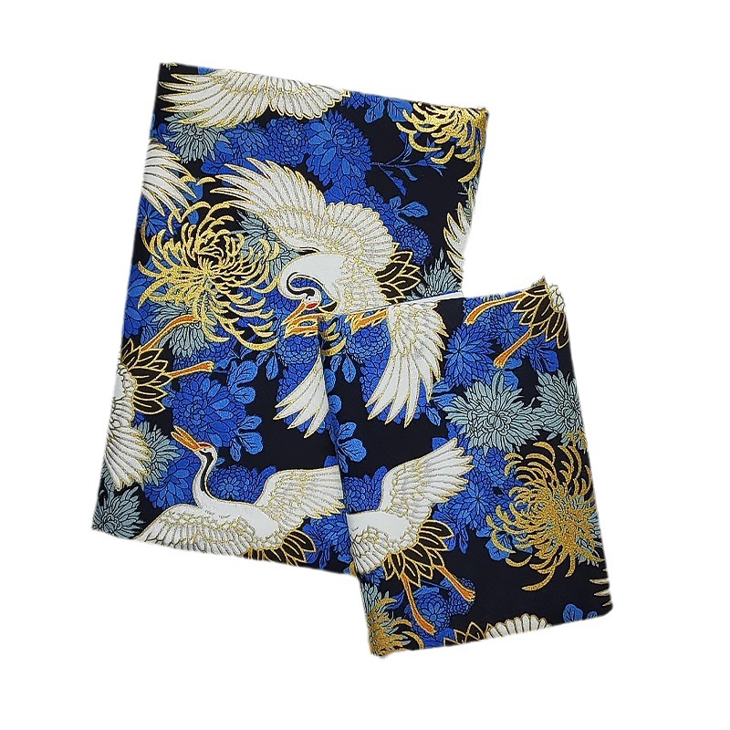 ブックカバー布製鶴と菊の和柄