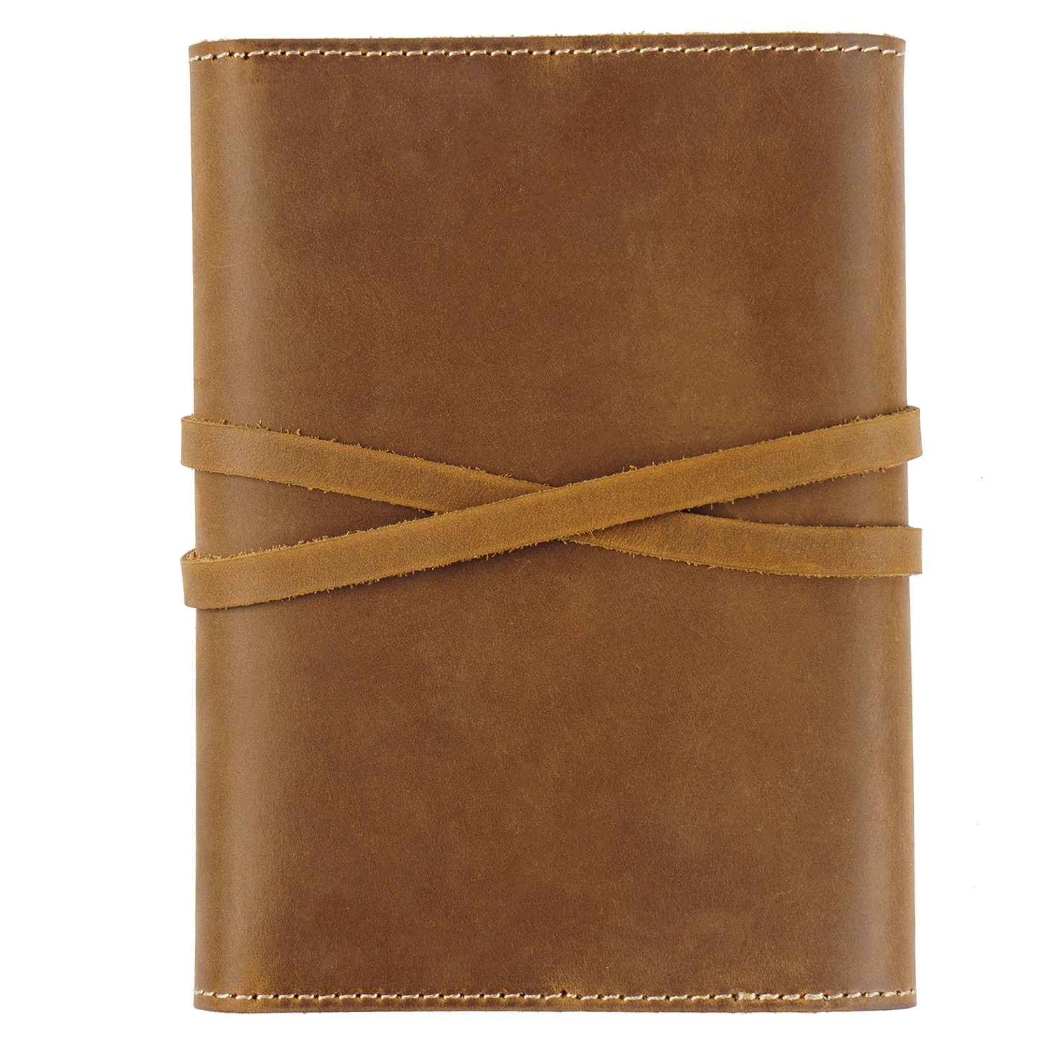 本革巻き留め式ブックカバー手縫いステッチ仕上げ