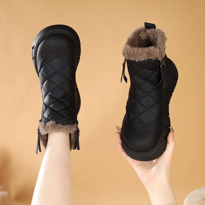レディース 裏ボア キルティング 厚底ムートンブーツ