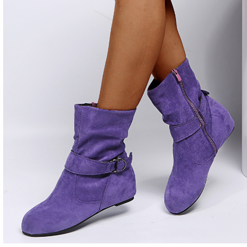 レディース くしゅくしゅ ショートブーツ ローヒール