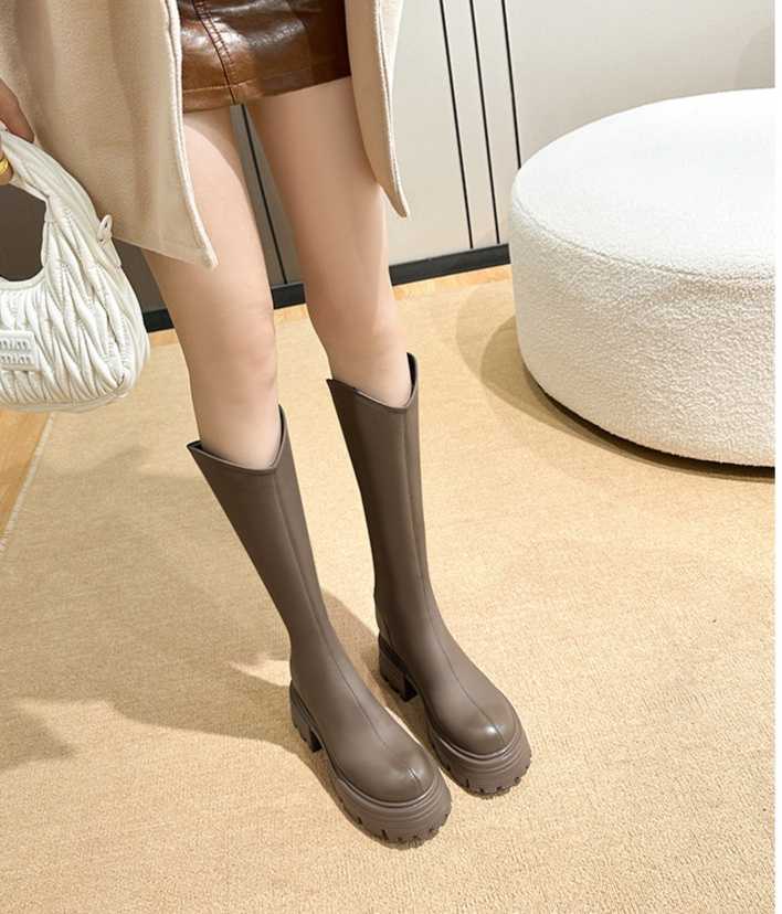 ブーツ ロング プラットソール ロングジップブーツ
