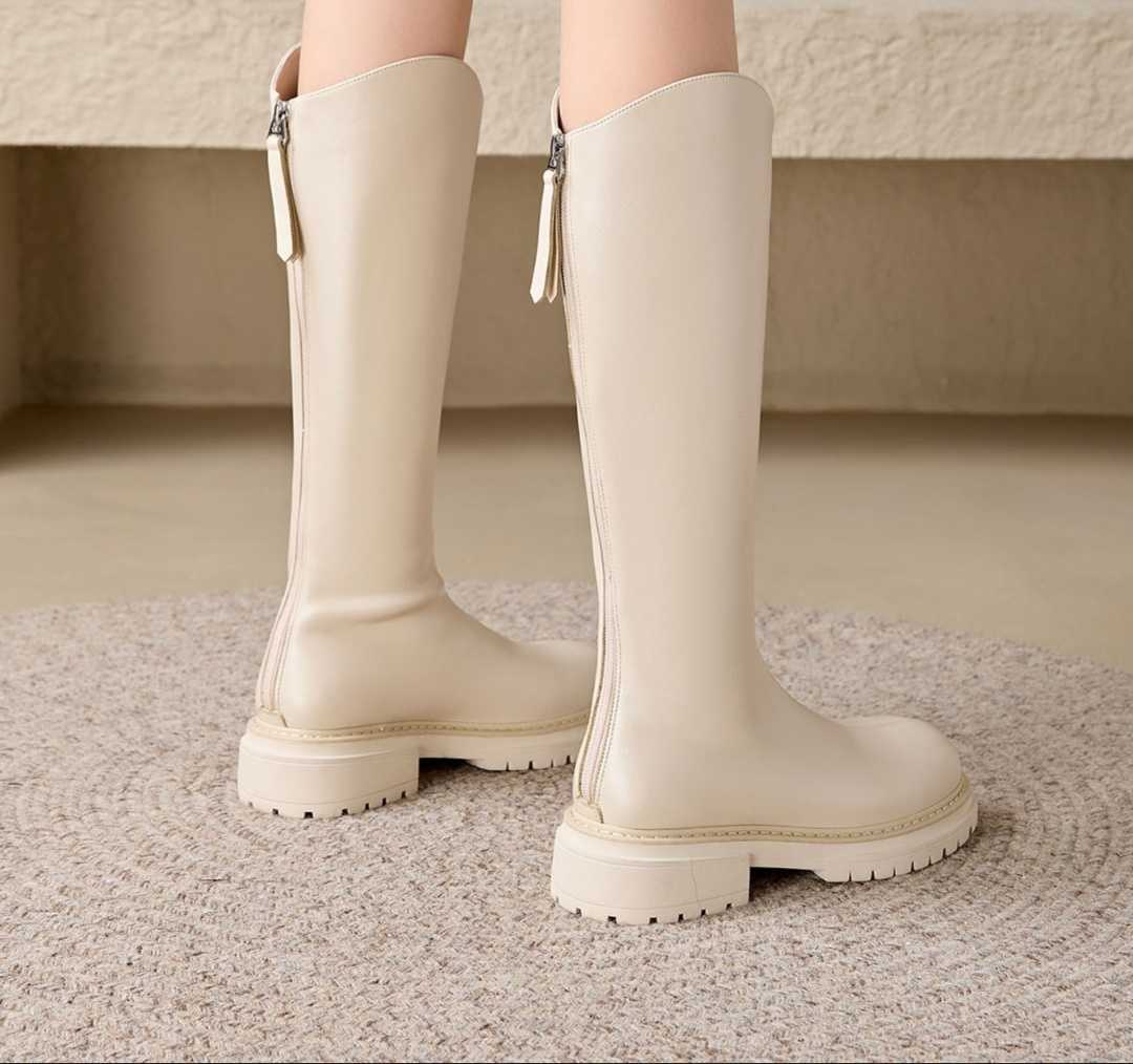 ブーツ スタイリッシュ ジップアップ ロングブーツ