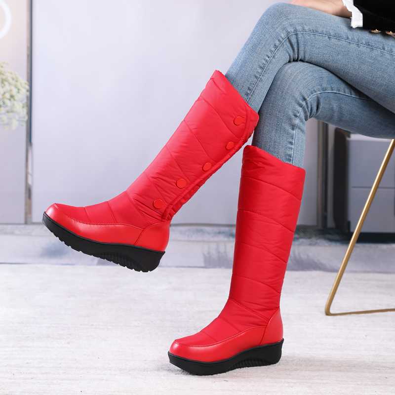 ブーツ 防寒キルティング ロングブーツ