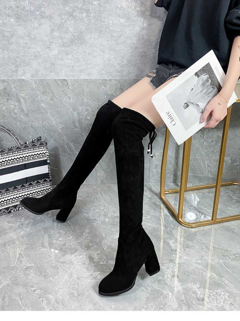 ブーツ 優雅なスエードニーハイブーツ