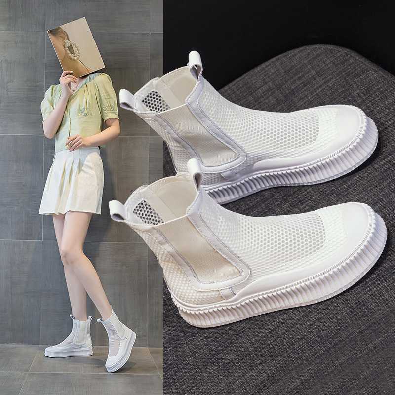 ブーツ 通気性抜群メッシュ素材アンクルブーツ