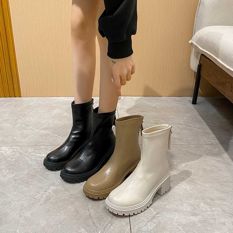 ブーツ 厚底ジップアップショートブーツ