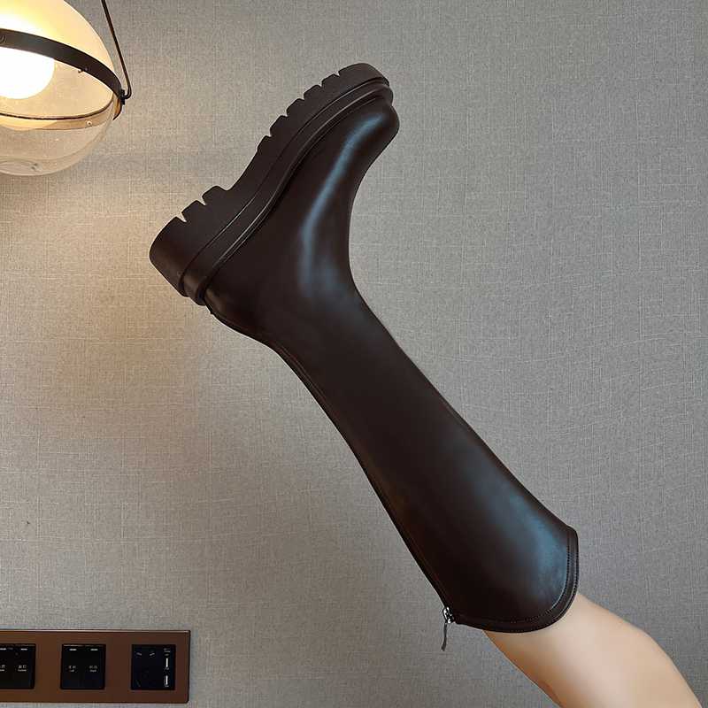 ブーツ シンプル太厚底ロングブーツ