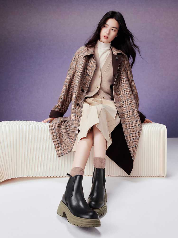 ブーツ 厚底サイドゴアショートブーツ