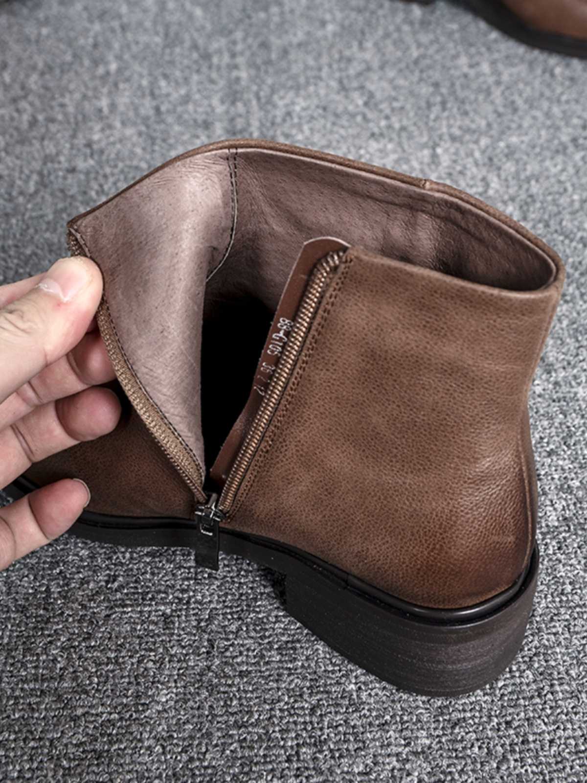 ブーツ なめらか質感 上質ショートブーツ