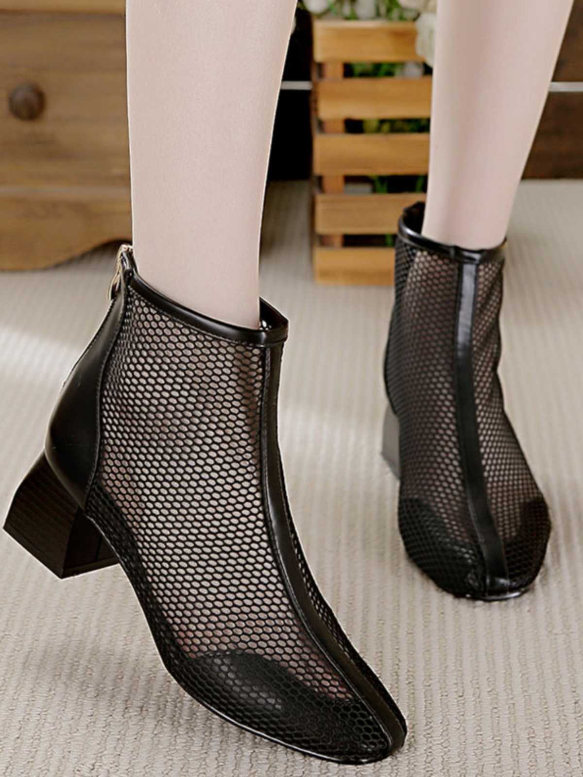 ブーツ 涼感メッシュショートブーツ