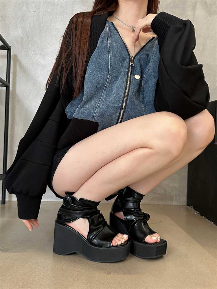 ブーツ アシンメトリー厚底サンダルブーツ