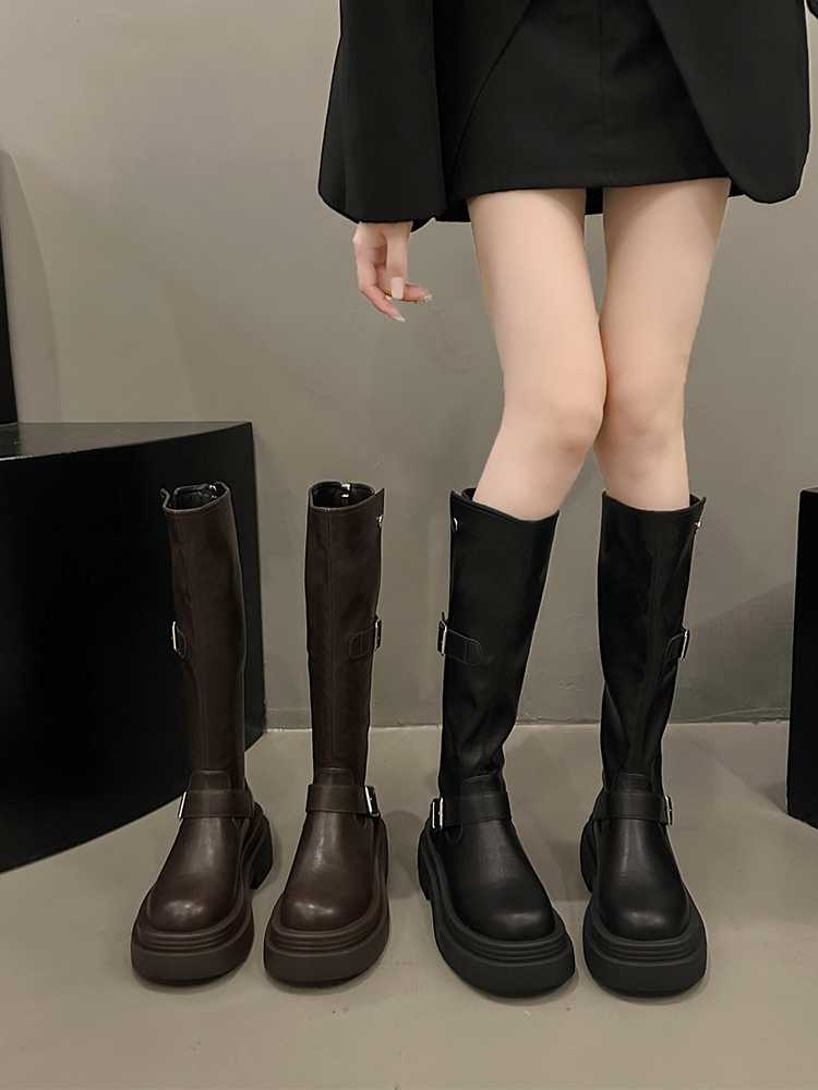 ブーツ バックルデザイン ロングブーツ