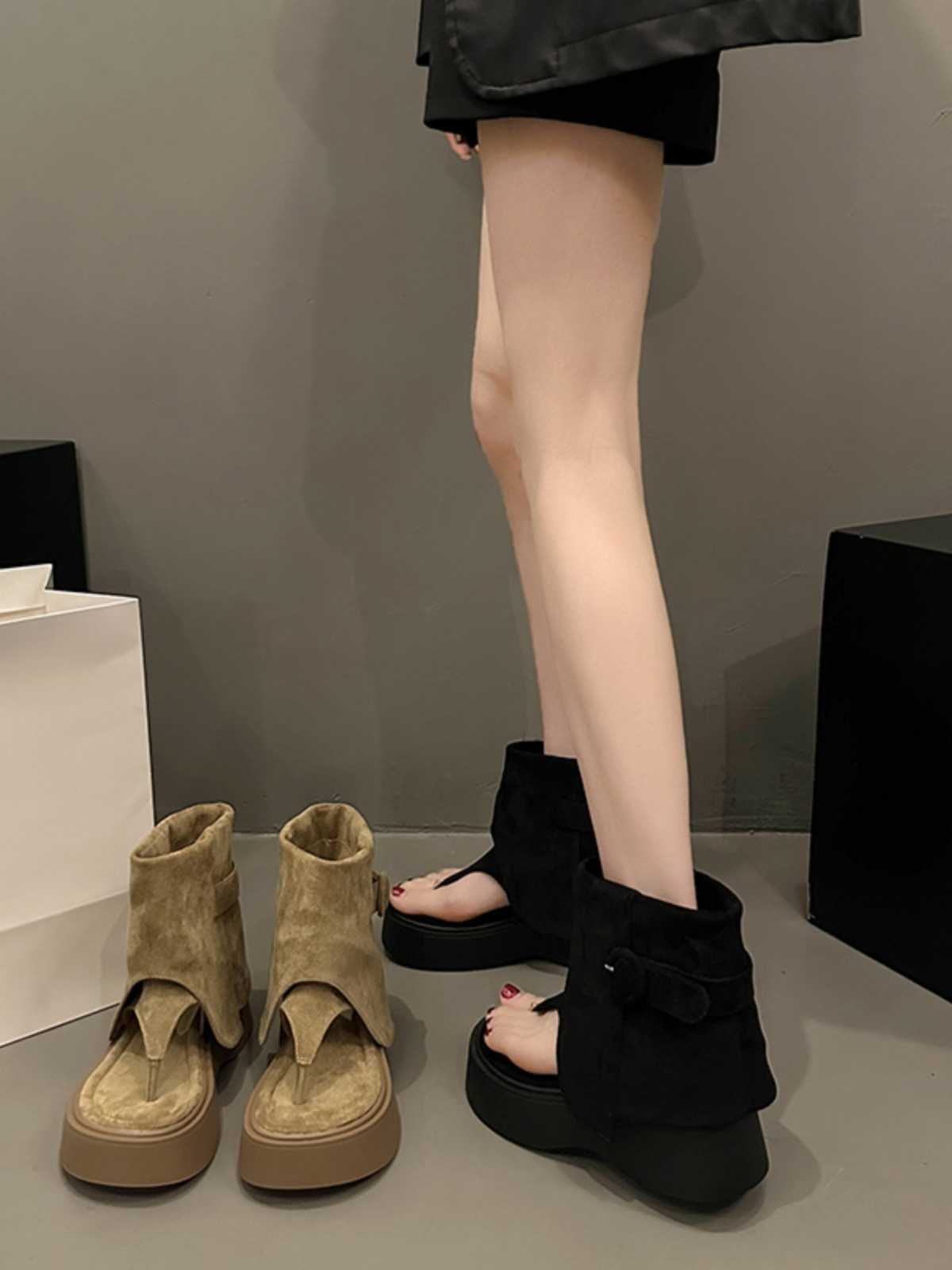 ブーツ トング厚底サンダルブーツ