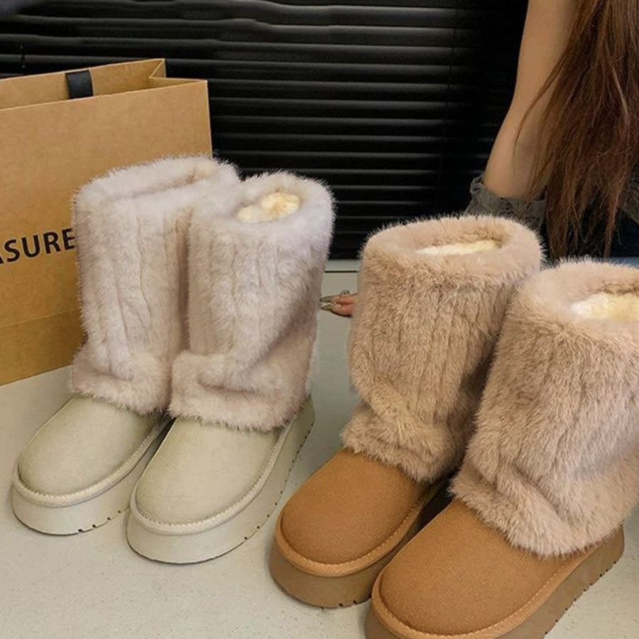 ふわふわファー厚底ムートンブーツ