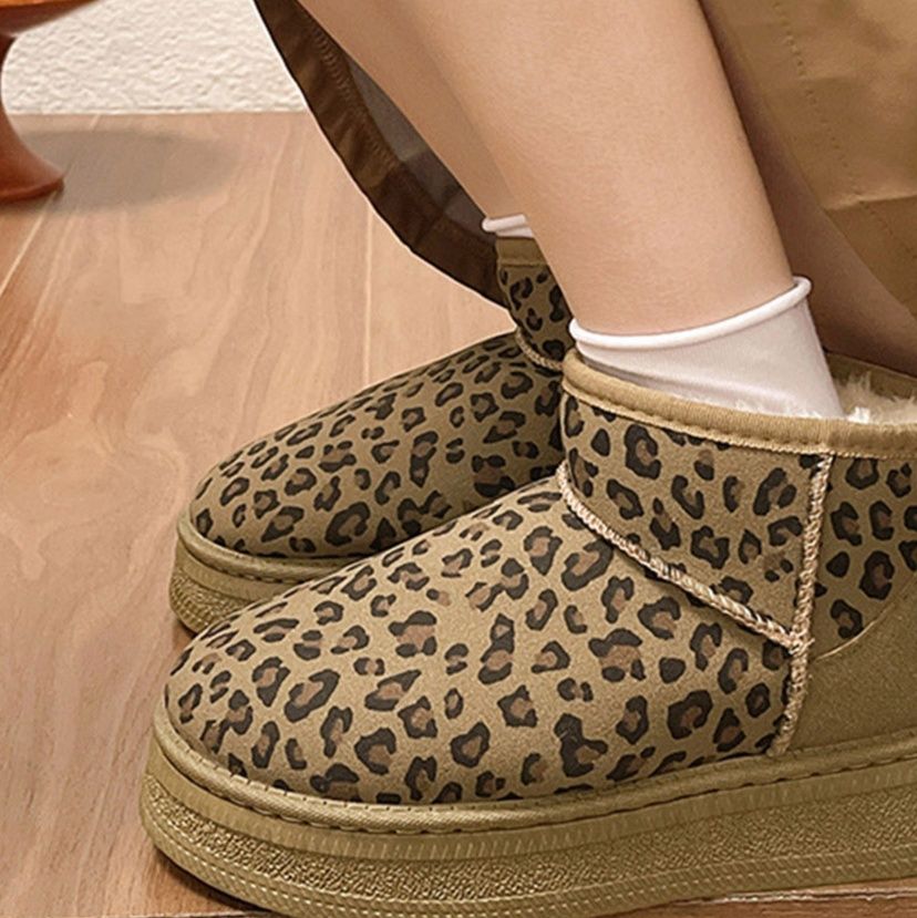 厚底ムートンブーツ レオパード柄 裏起毛