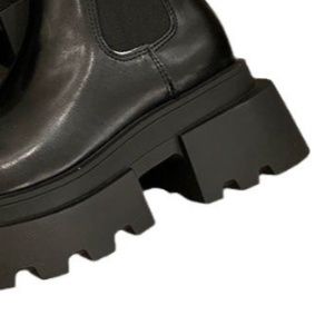 レディース 厚底太ヒールミドルブーツ 