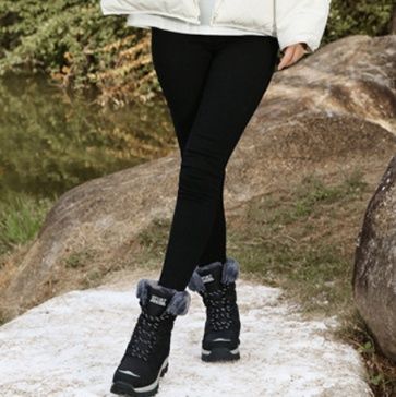 ブーツ ボリュームファー付き編み上げ厚底スノーブーツ