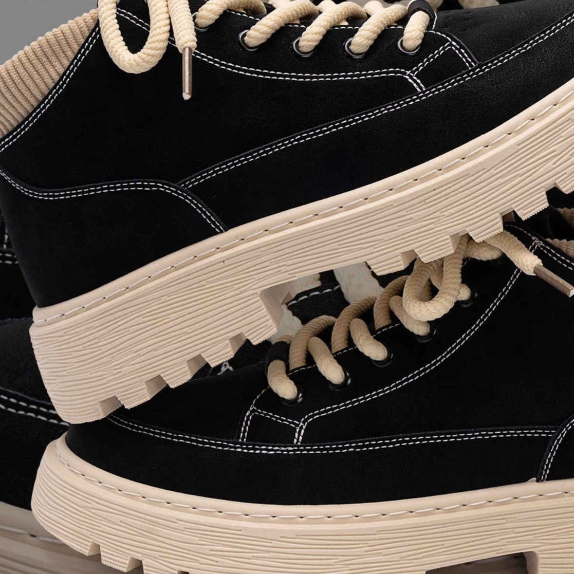 ブーツ 厚底ソール裏起毛ショートブーツ