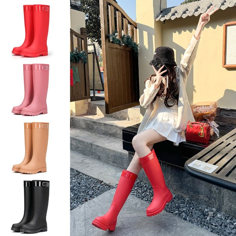 おしゃれニットソック付き レインブーツ 防水雨靴 レインブーツ|ブーツ