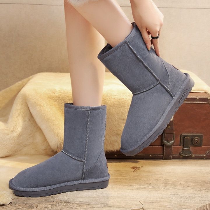 ブーツ ふわふわボア付きムートン調ショートブーツ