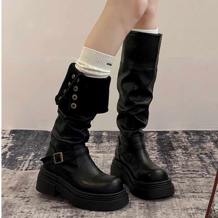 脚長効果抜群 ワイドシャフト ポインテッドトゥ ロングブーツ ロング