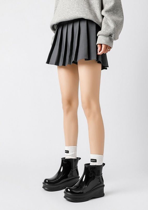 レインブーツ 厚底チェルシーショート