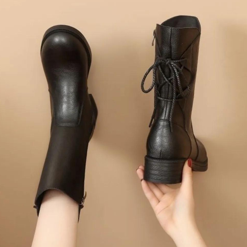 レディース後ろ編み上げ ショートブーツ