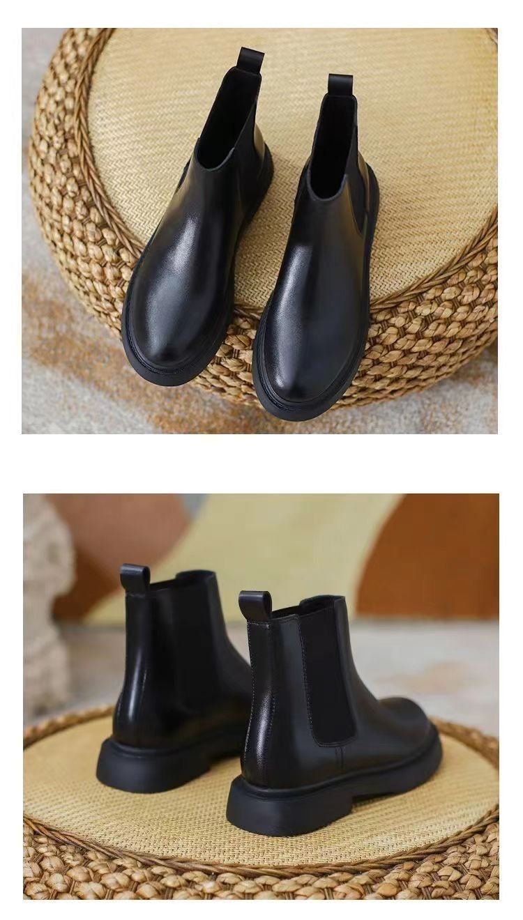 2025新作 レディース サイドゴアブーツ 黒 裏起毛 美脚 ショートブーツ