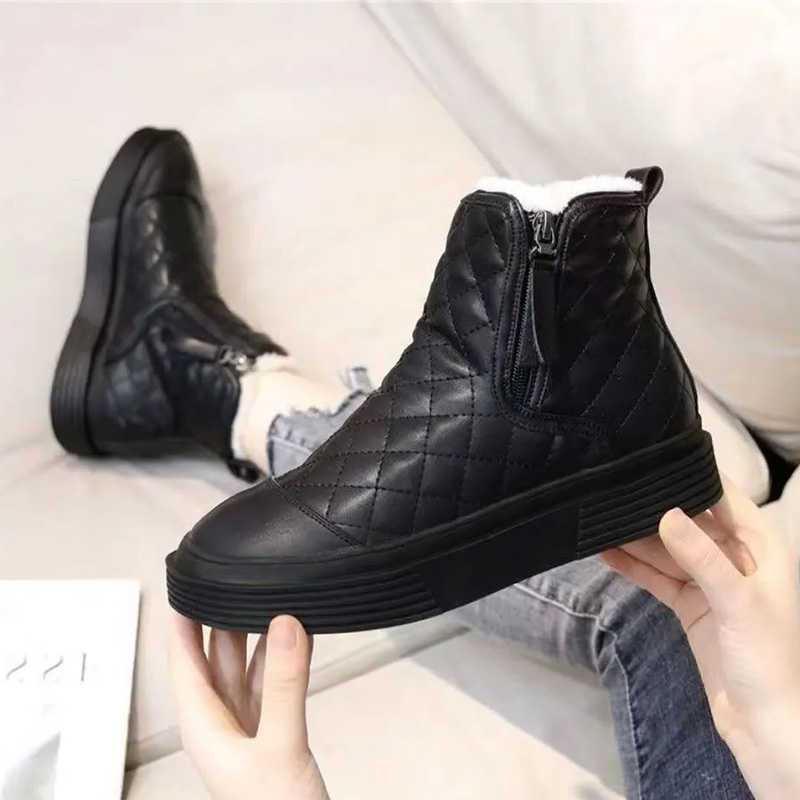 冬新作 キルティング裏起毛ブーツ 厚底 防寒 レディース
