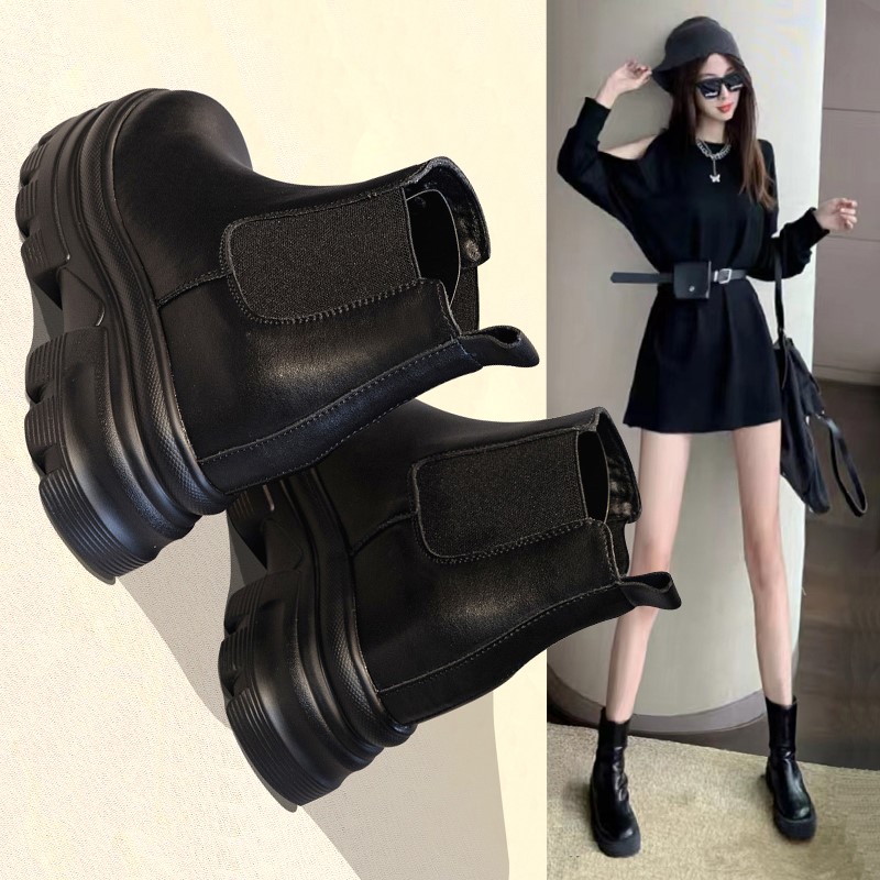 ブーツ 厚底サイドゴアショートブーツ