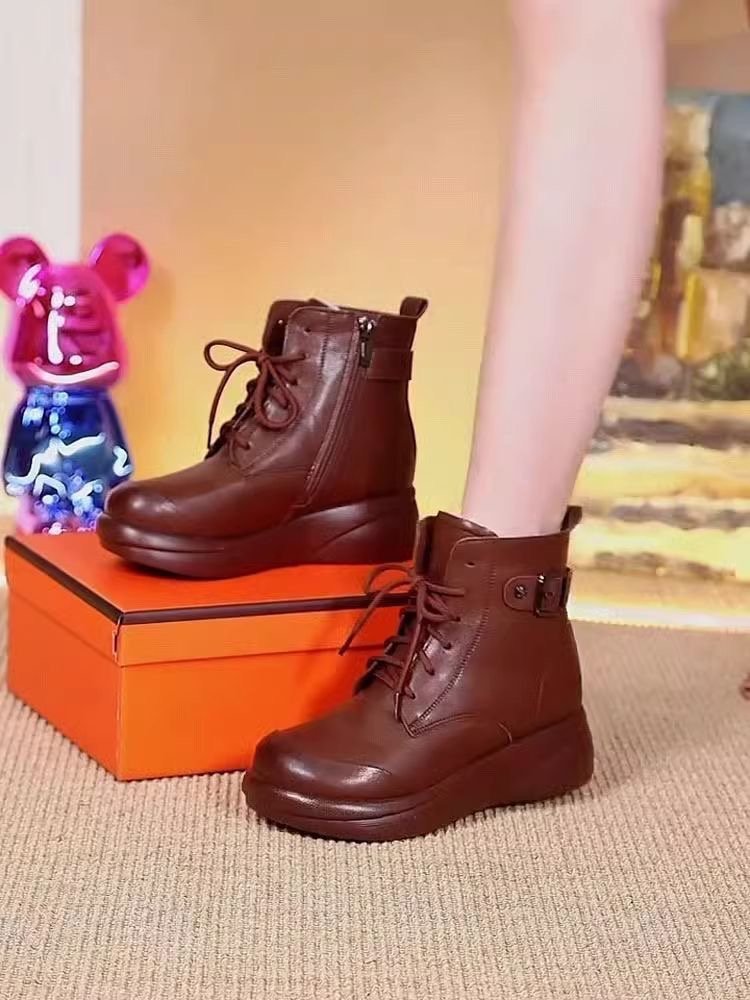 裏起毛ショートブーツ レディース 内ボア 秋冬 歩きやすい黒茶