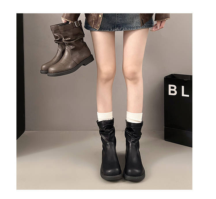 女性用くしゅくしゅショートブーツ歩きやすい柔らか素材