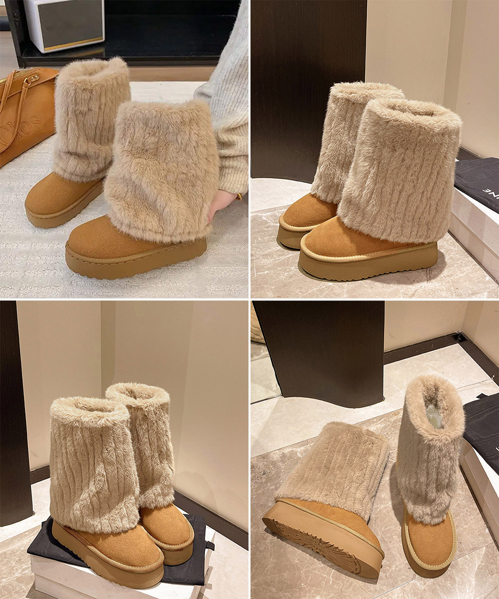 ふわふわファー厚底ムートンブーツ