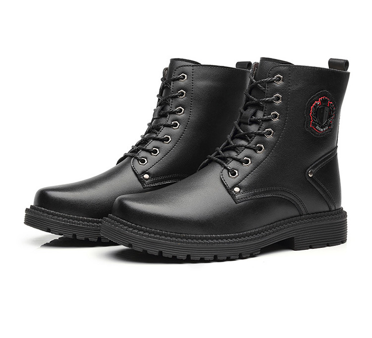 裏起毛付きメンズブーツ黒色紐靴防寒保温