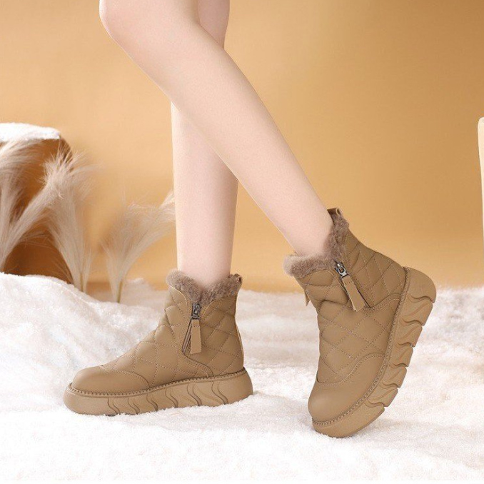 レディース 裏ボア キルティング 厚底ムートンブーツ