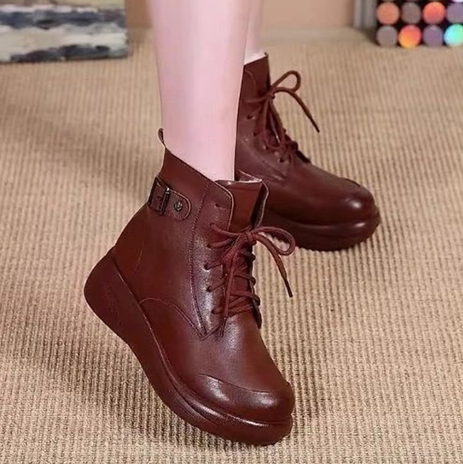 裏起毛ショートブーツ レディース 内ボア 秋冬 歩きやすい黒茶