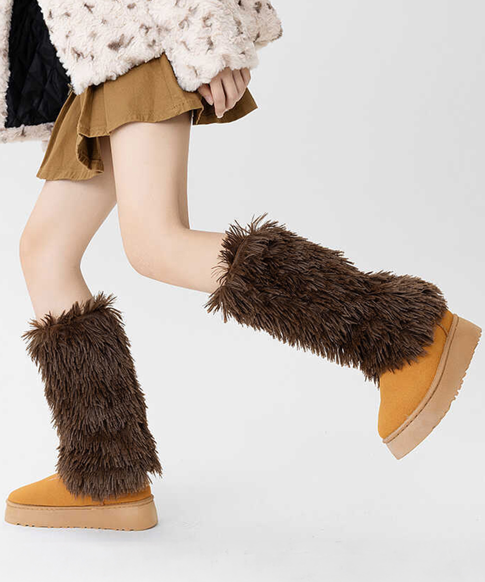 もこもこファーレッグウォーマー ブーツ用防寒