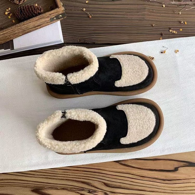 異素材切替 裏ボア エード調 ムートンブーツ