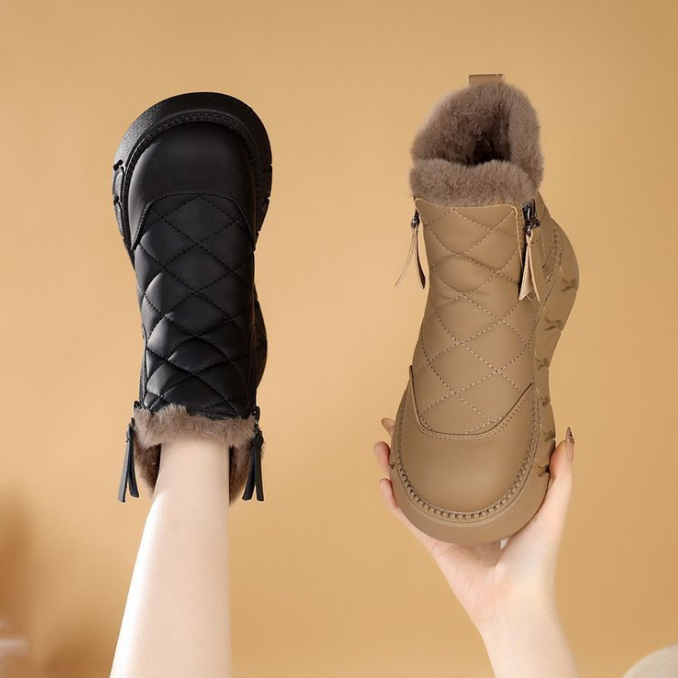 レディース 裏ボア キルティング 厚底ムートンブーツ