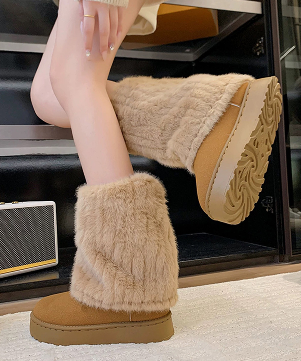 ふわふわファー厚底ムートンブーツ