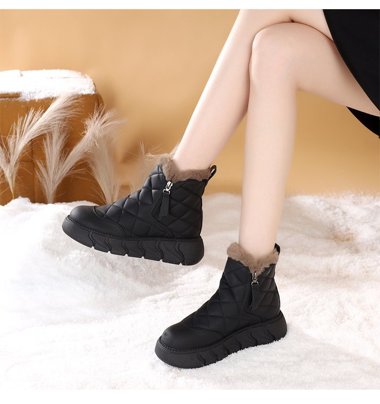 レディース 裏ボア キルティング 厚底ムートンブーツ