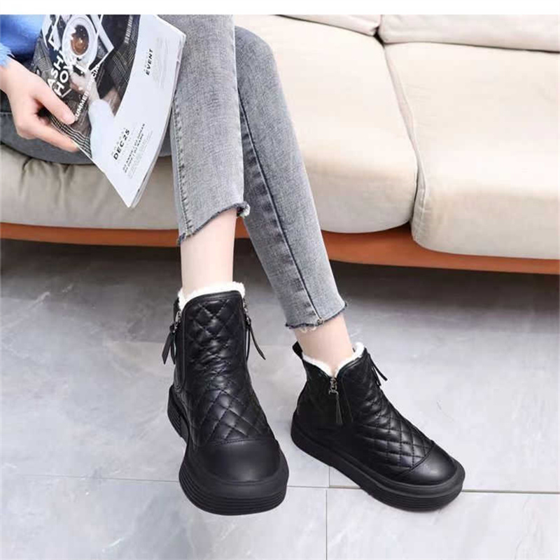 冬新作 キルティング裏起毛ブーツ 厚底 防寒 レディース