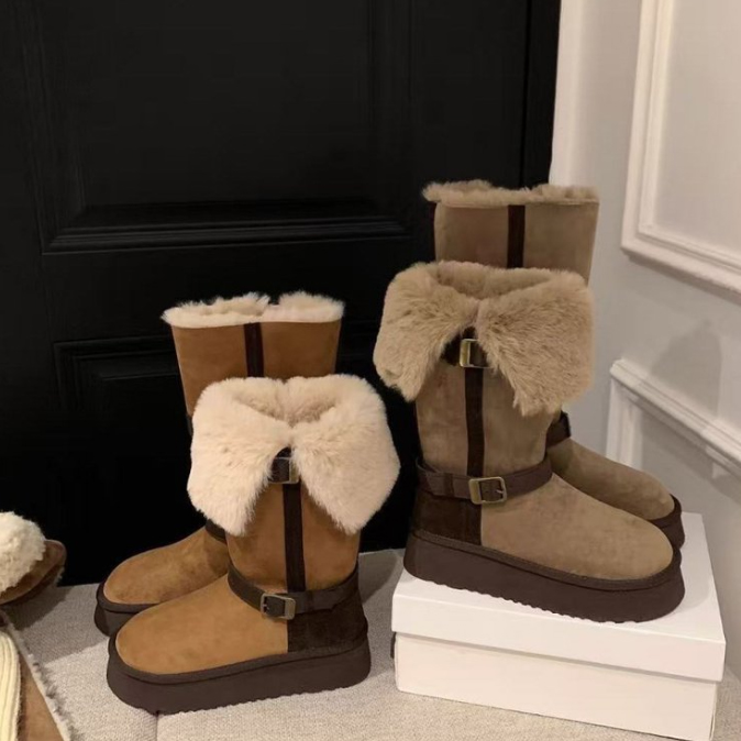 レディースムートンボア厚底ブーツ