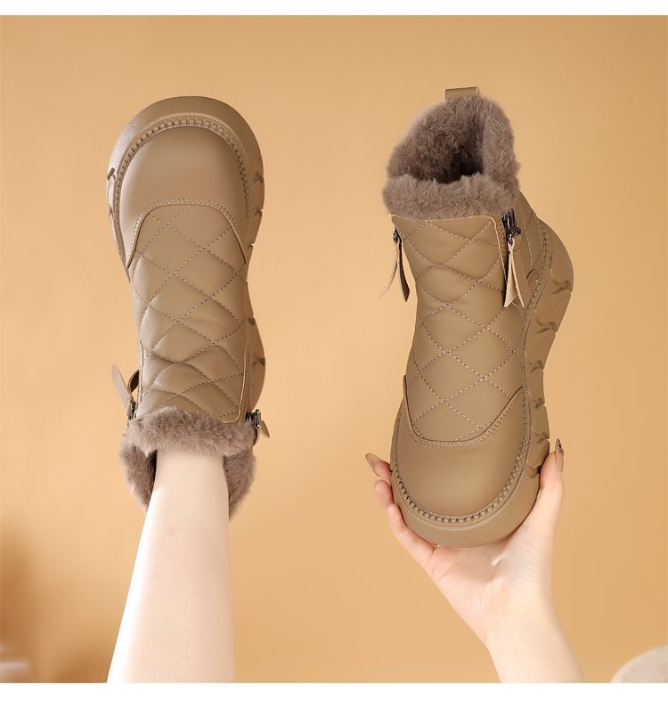 レディース 裏ボア キルティング 厚底ムートンブーツ