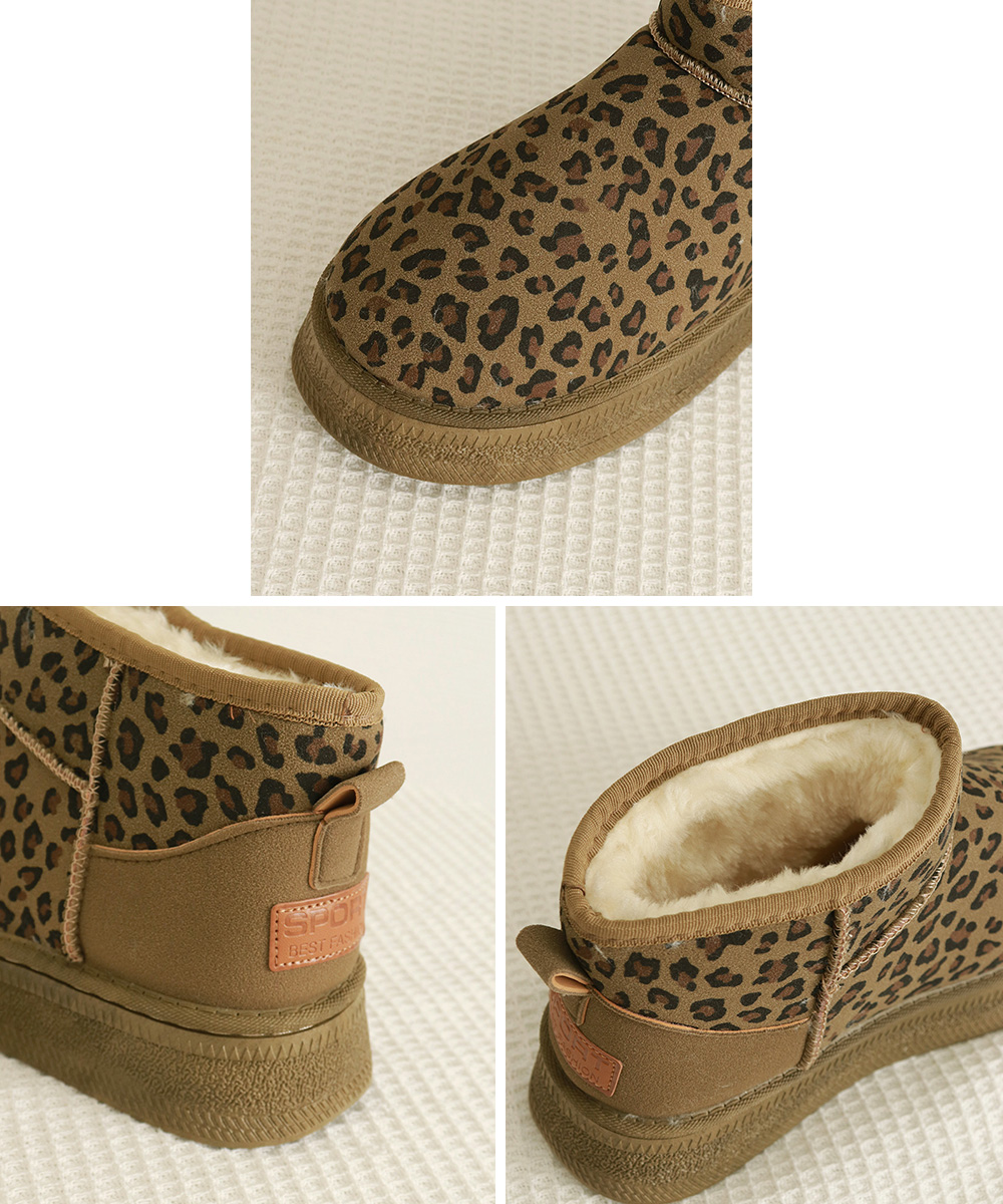 厚底ムートンブーツ レオパード柄 裏起毛