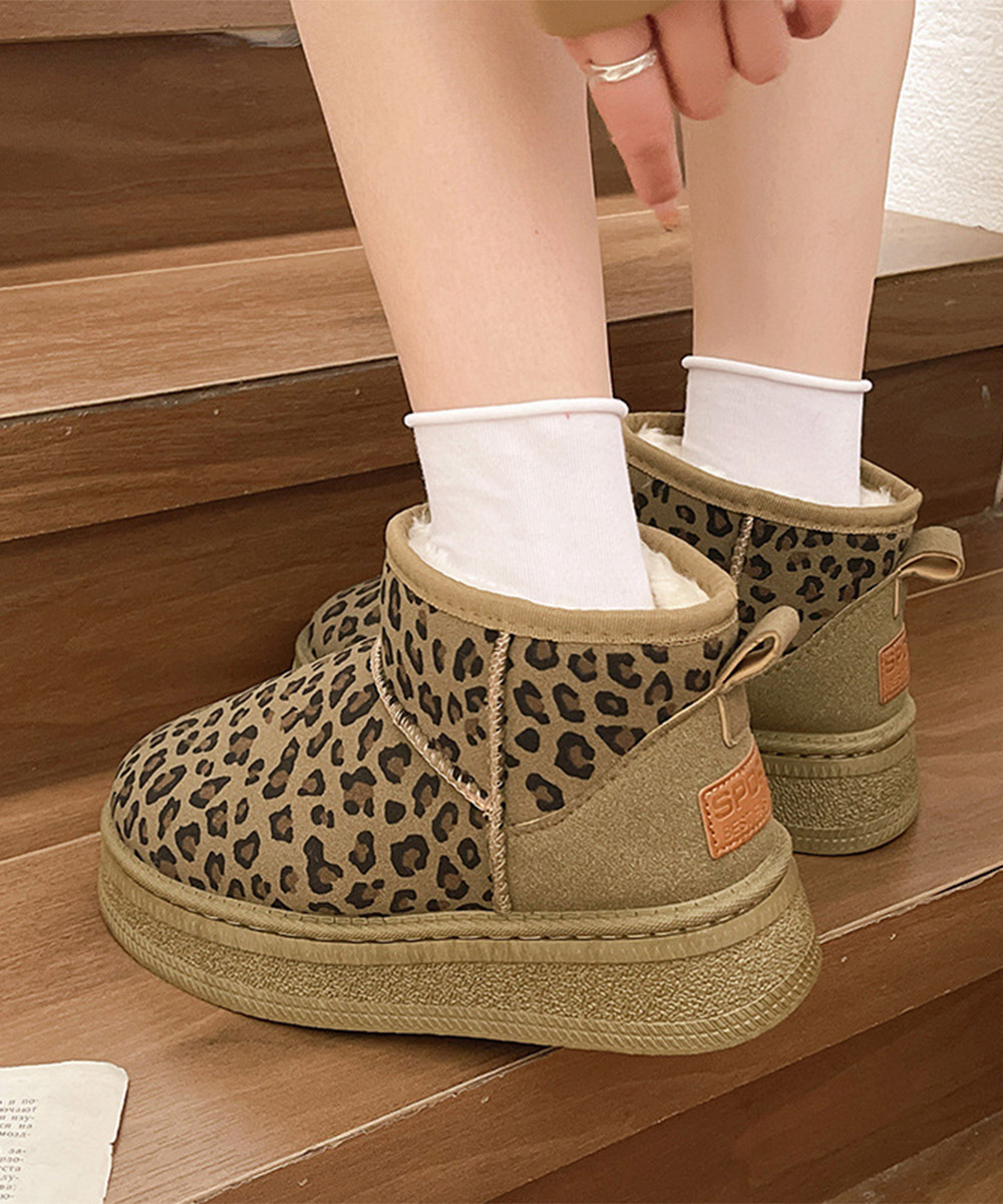 厚底ムートンブーツ レオパード柄 裏起毛